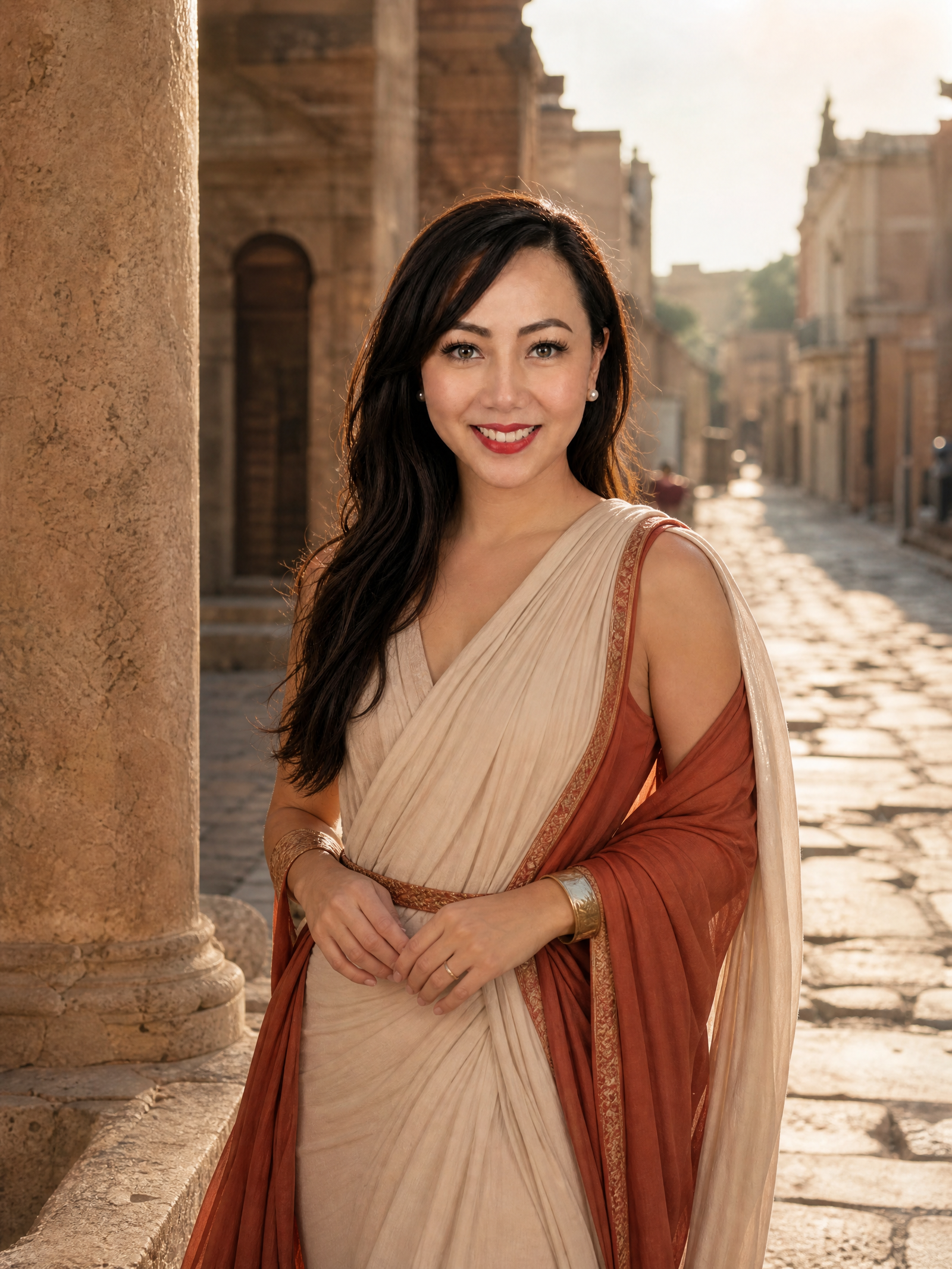 Portrait of Mellisa in a classical historical setting.