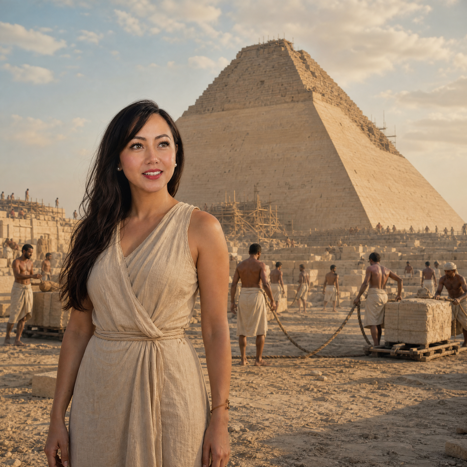 Mellisa in a reconstructed scene at the Great Pyramid of Giza