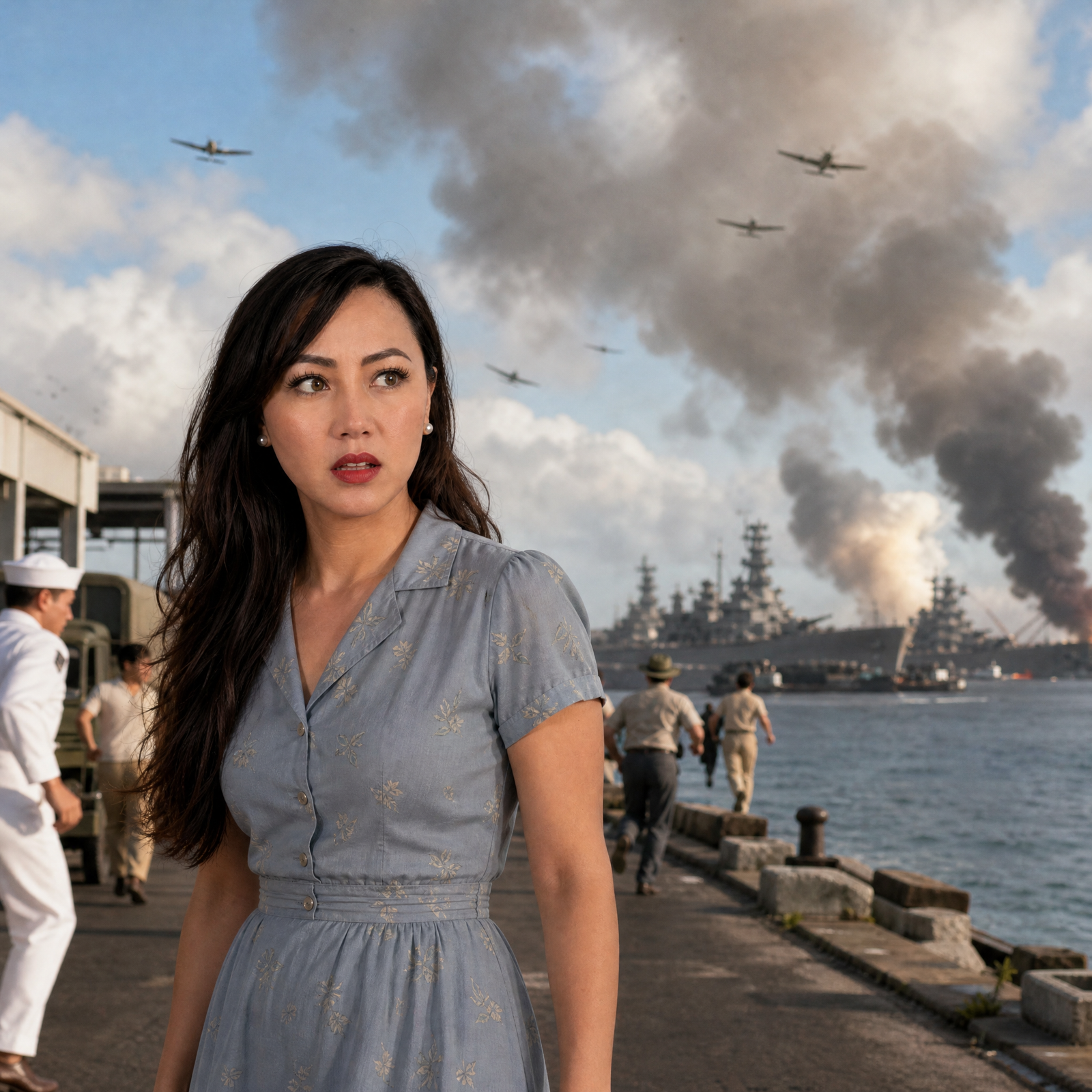 Mellisa witnessing the attack on Pearl Harbor