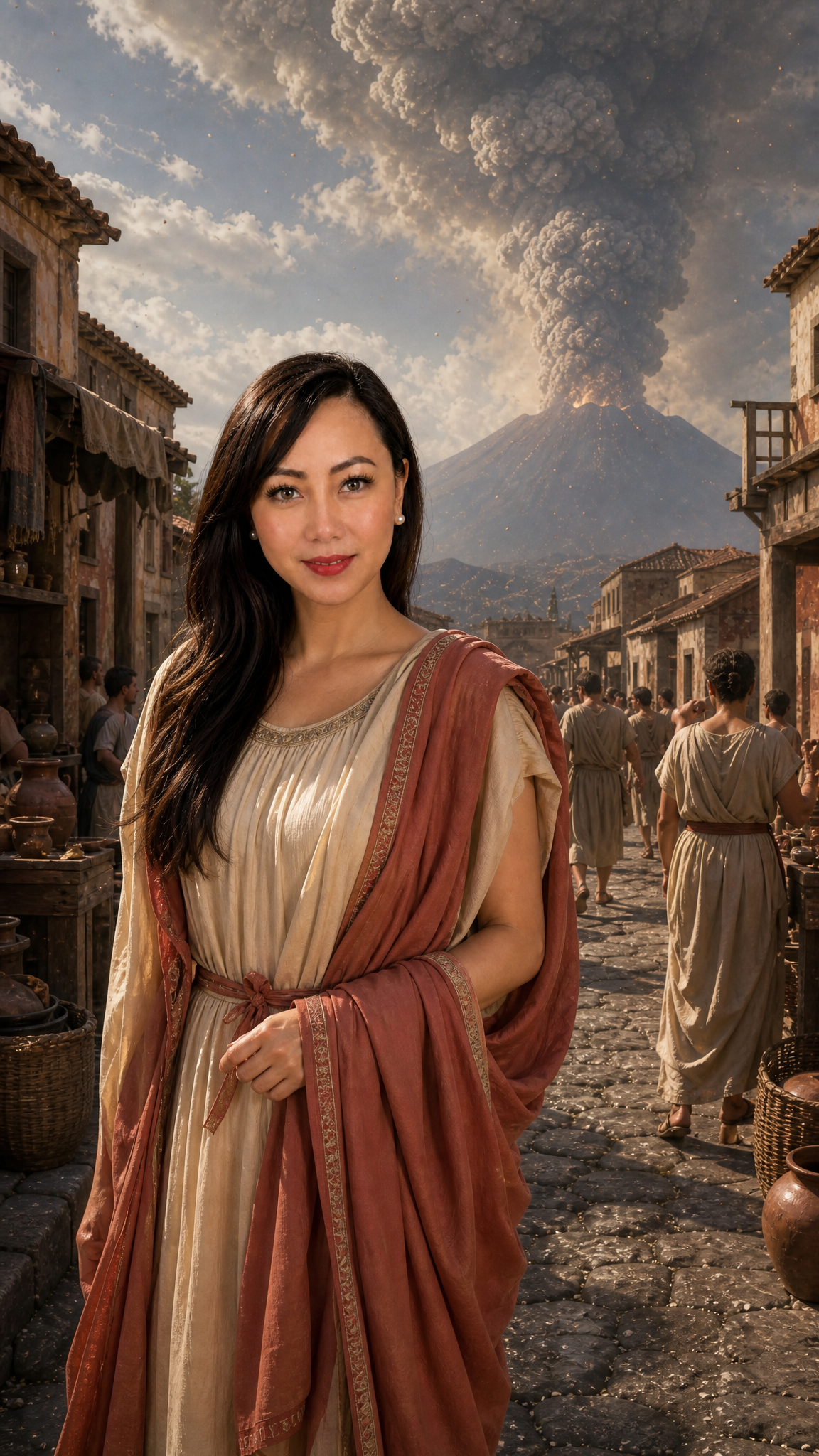 Mellisa standing in Roman-era Pompeii