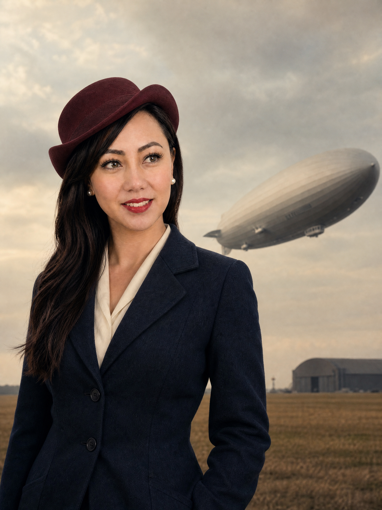 Mellisa watching the Hindenburg at Lakehurst, New Jersey.